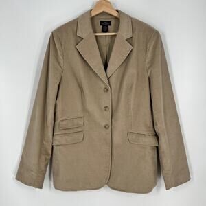 Brooks Brothers 346 Stretch Corduroy Blazer Womens 16 Beige Tan Cotton Jacket